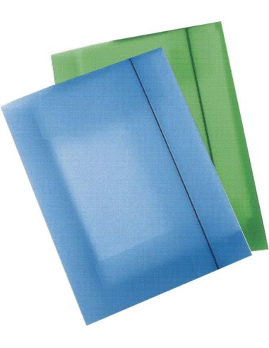Leonardi cartella a 3 lembi con elastico in PPL blu trasparente