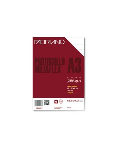 Fabriano carta rigata uso bollo c/filigranata Miliaflex A3 (200 fogli)